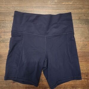 Athleta Blue Bike Shorts High Waist Performance